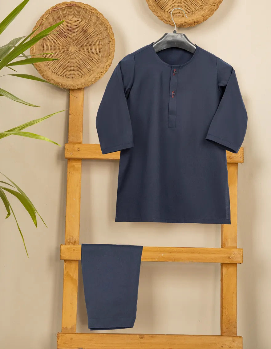 Blended Navy Blue Shalwar Kameez - J. Junaid Jamshed