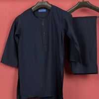 Blended Navy Blue Shalwar Kameez - J. Junaid Jamshed