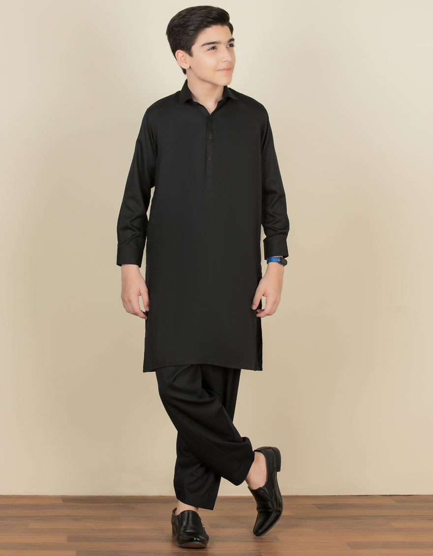 Blended Black Shalwar Kameez - J. Junaid Jamshed