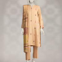 Jacquard Beige Unstitched Suit - J. Junaid Jamshed