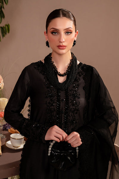 Resham Silk & Chiffon Black Stitched Suit - Vanya