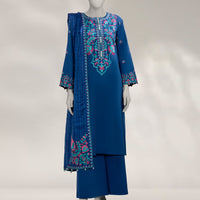 Cambric Blue Unstitched Suit - J. Junaid Jamshed