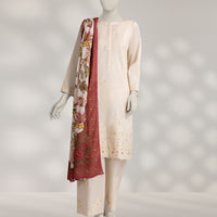Dobby Off White Unstitched Suit - J. Junaid Jamshed