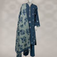 Acrylic Blue Unstitched Suit - J. Junaid Jamshed