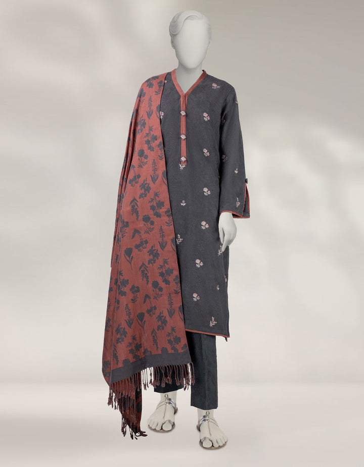 Acrylic Grey Unstitched Suit - J. Junaid Jamshed
