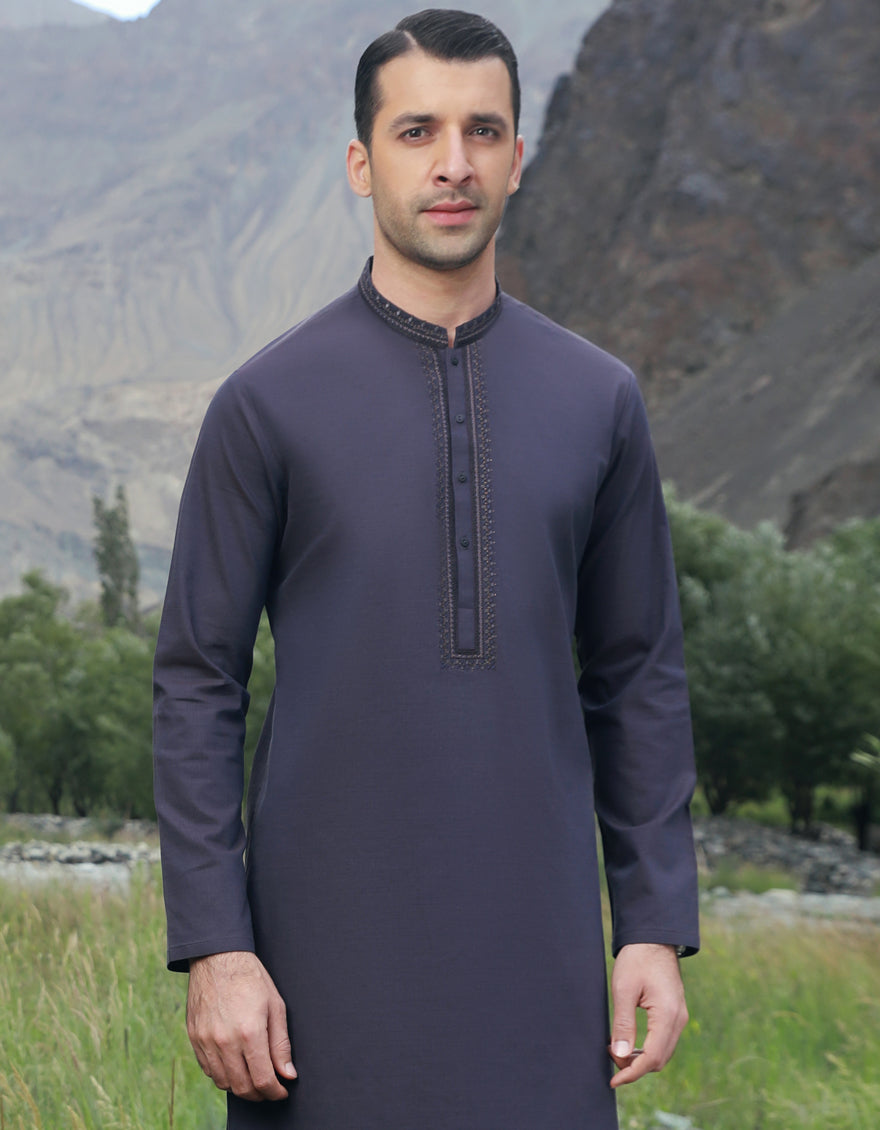 Cotton Purple Shalwar Kameez - J. Junaid Jamshed