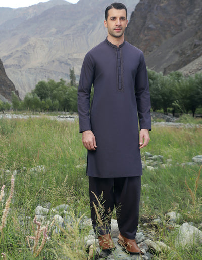 Cotton Purple Shalwar Kameez - J. Junaid Jamshed