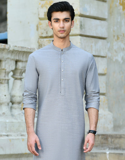 Cotton Grey Kurta - J. Junaid Jamshed