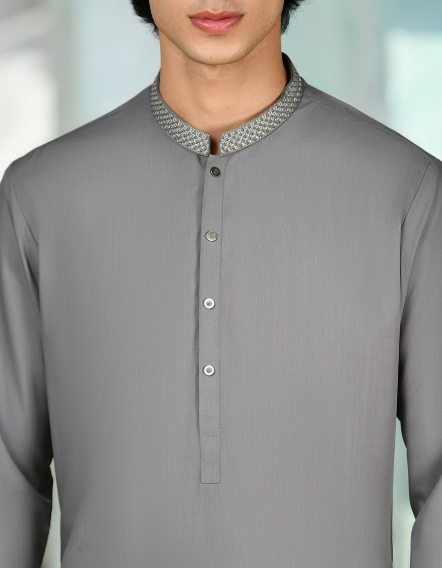 Blended Grey Shalwar Kameez - J. Junaid Jamshed