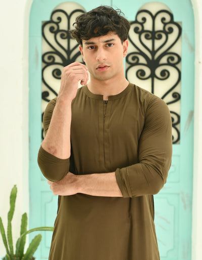 Polyester Brown Jubba - J. Junaid Jamshed