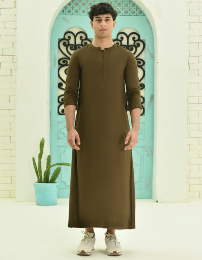 Polyester Brown Jubba - J. Junaid Jamshed