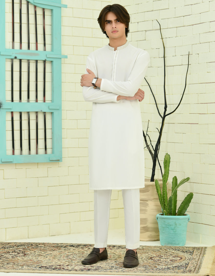 Blended White Special Kurta - J. Junaid Jamshed – Janan