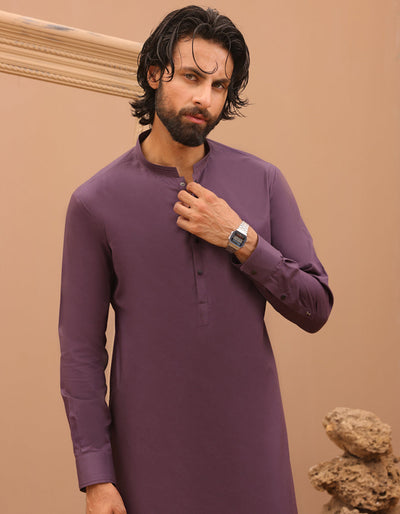 Cotton Purple Shalwar Kameez - J. Junaid Jamshed