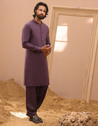 Cotton Purple Shalwar Kameez - J. Junaid Jamshed