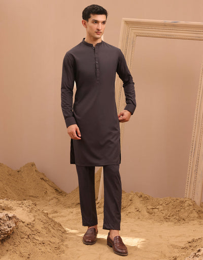 Blended Dark Brown Kurta Trouser - J. Junaid Jamshed