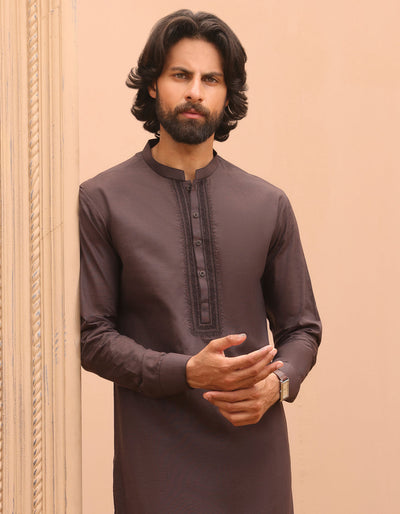 Cotton Brown Kameez Shalwar - J. Junaid Jamshed