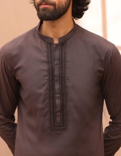 Cotton Brown Kameez Shalwar - J. Junaid Jamshed