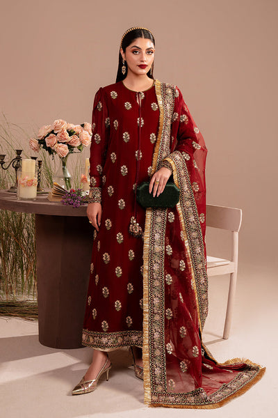 Chiffon Red Stitched Suit - Vanya