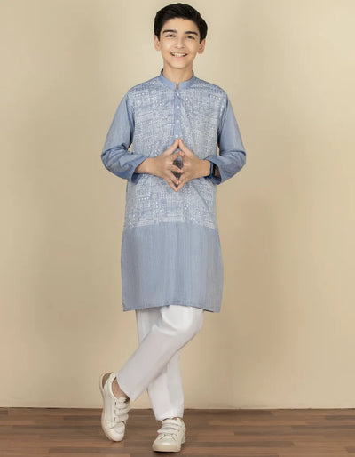 Light Blue Boys Kurta - J. Junaid Jamshed Festive Kids