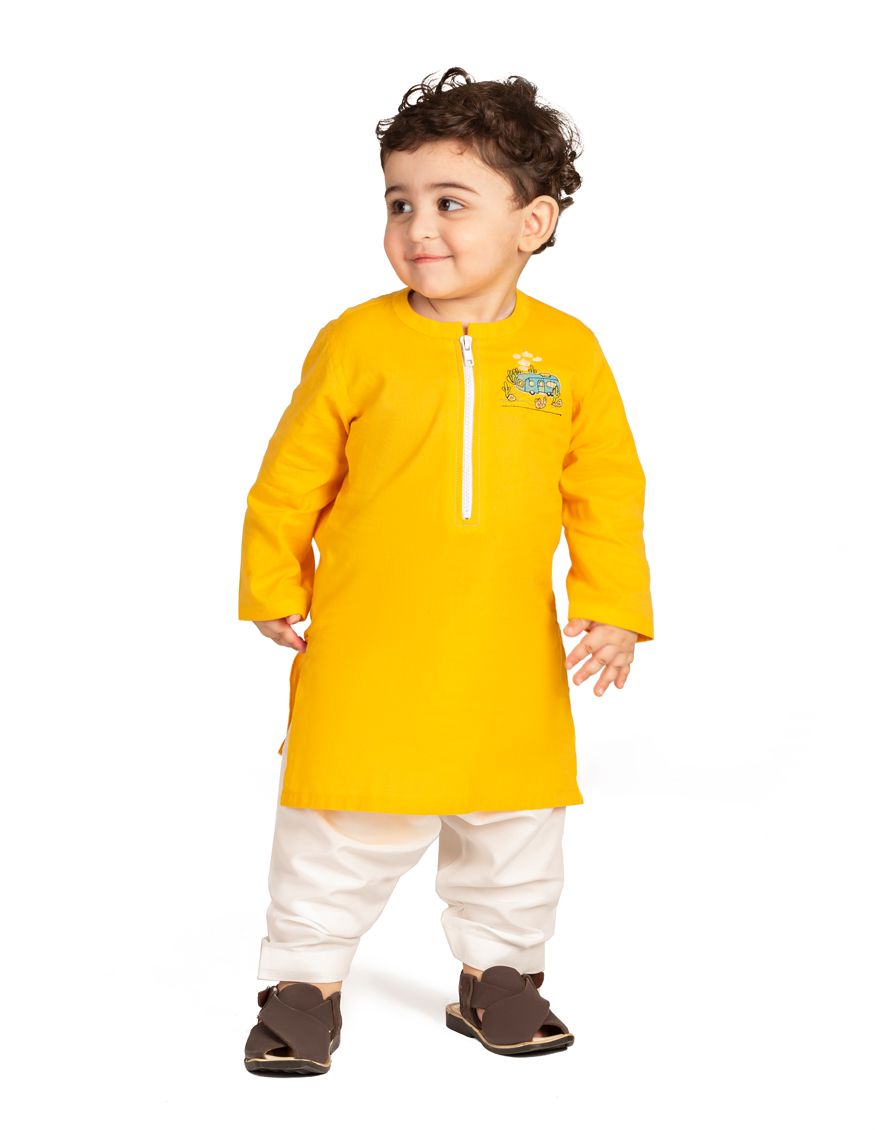 Cotton Yellow Shalwar Kameez - J. Junaid Jamshed