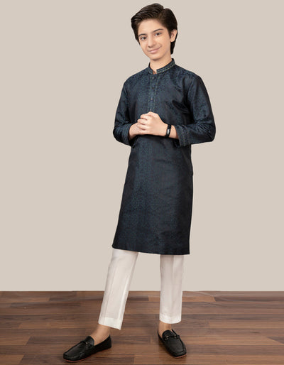 Jamawar Peacock Green Kurta - J. Junaid Jamshed