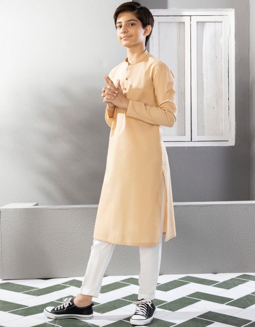 Cotton Fawn Kurta - J. Junaid Jamshed