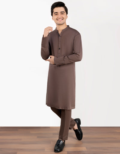 Blended Brown Kurta Pajama- J. Junaid Jamshed