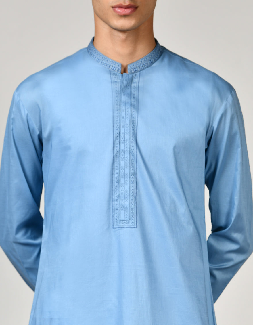 Cotton Blue Kurta - J. Junaid Jamshed