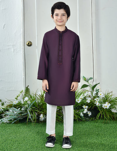 Polyester Purple Special Kurta - J. Junaid Jamshed