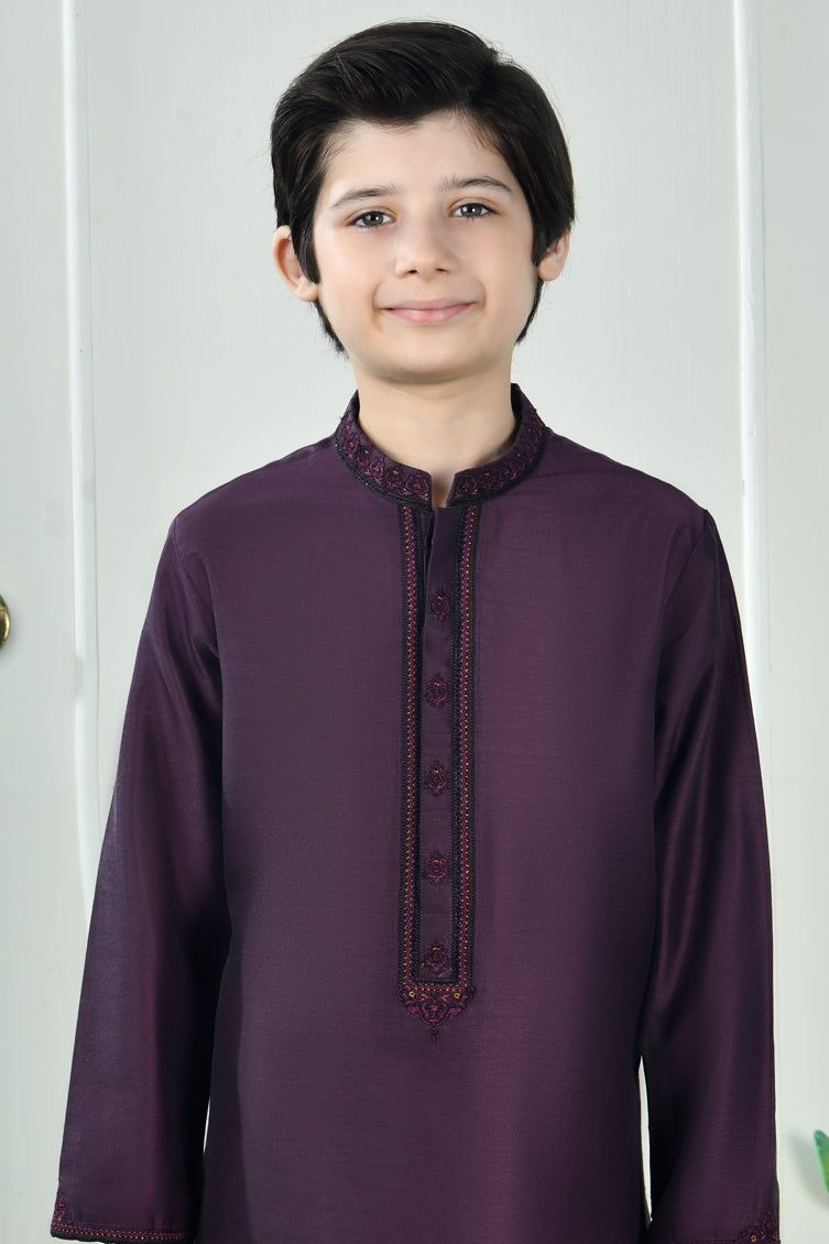 Polyester Purple Special Kurta - J. Junaid Jamshed