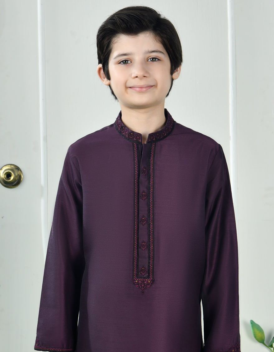 Polyester Purple Special Kurta - J. Junaid Jamshed