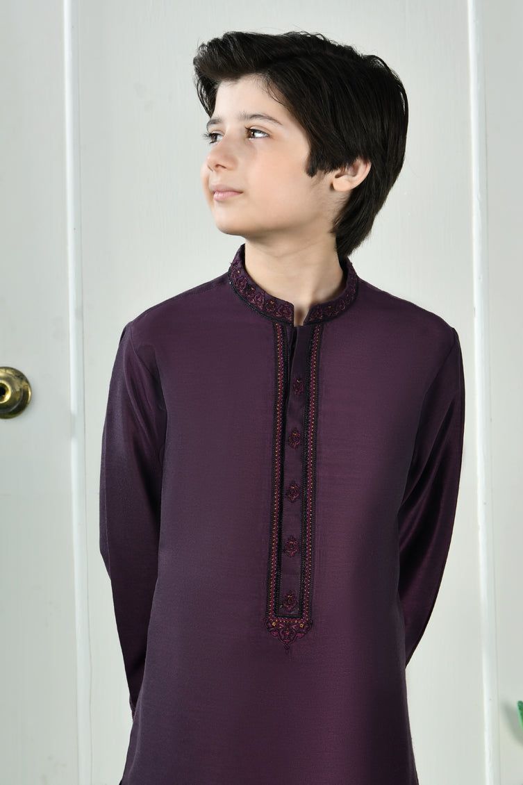 Polyester Purple Special Kurta - J. Junaid Jamshed