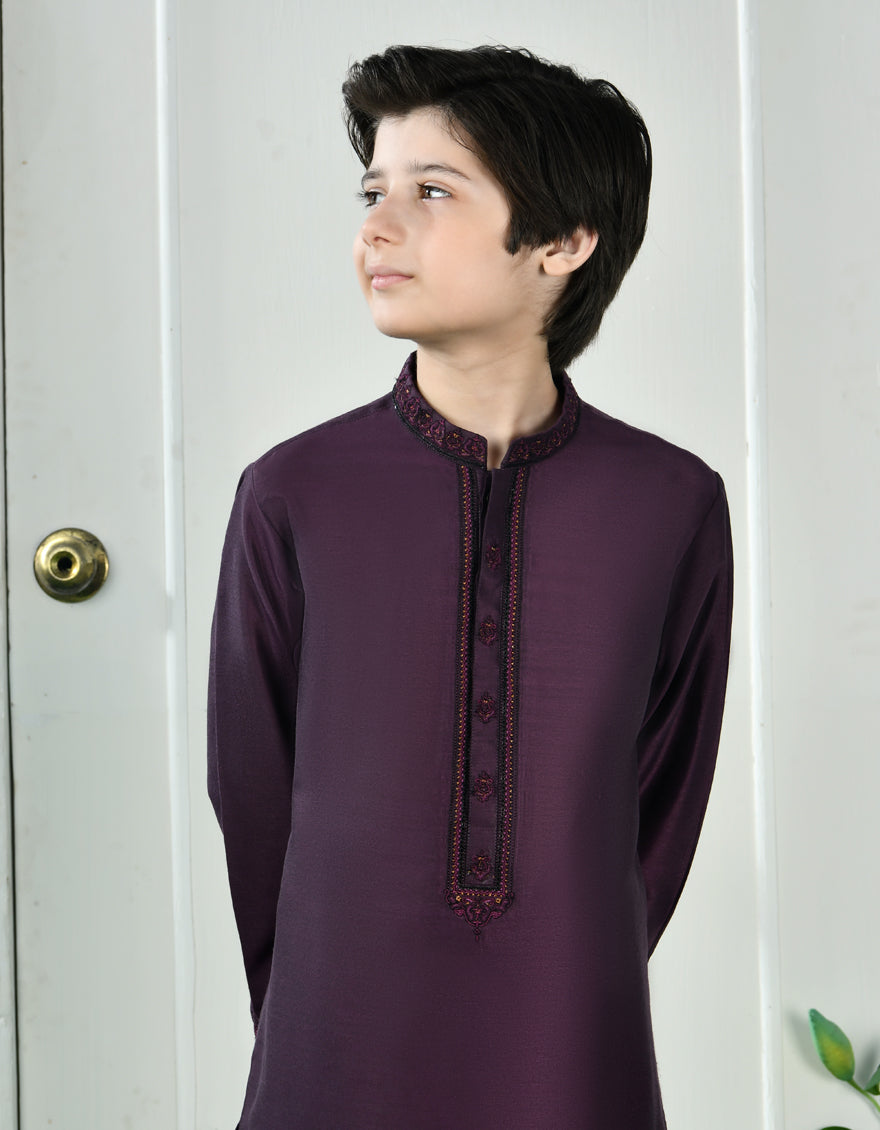 Polyester Purple Special Kurta - J. Junaid Jamshed