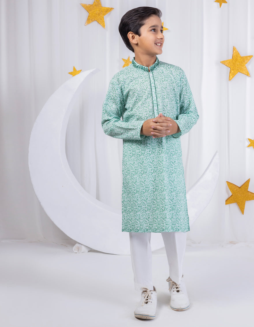 Cotton Green Kurta - J. Junaid Jamshed