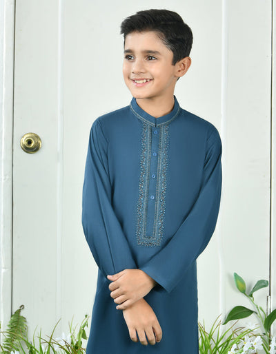 Blended Blue Kameez Shalwar - J. Junaid Jamshed