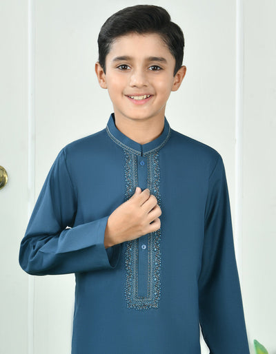 Blended Blue Kameez Shalwar - J. Junaid Jamshed