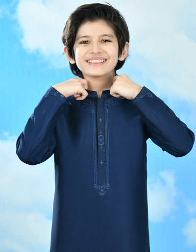 Polyester Blue Special Kurta - J. Junaid Jamshed