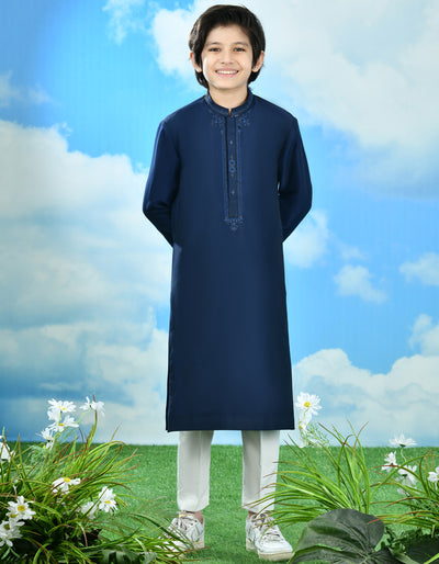 Polyester Blue Special Kurta - J. Junaid Jamshed