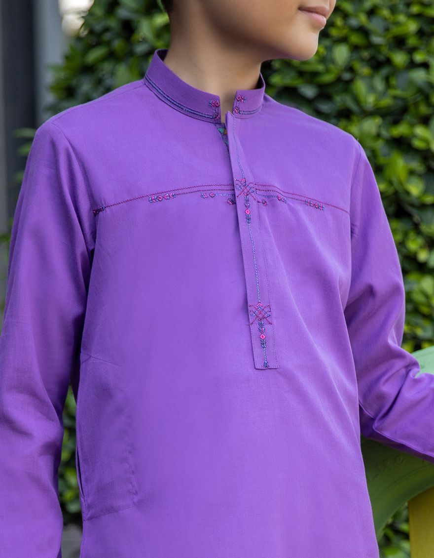 Cotton Purple Kurta - J. Junaid Jamshed