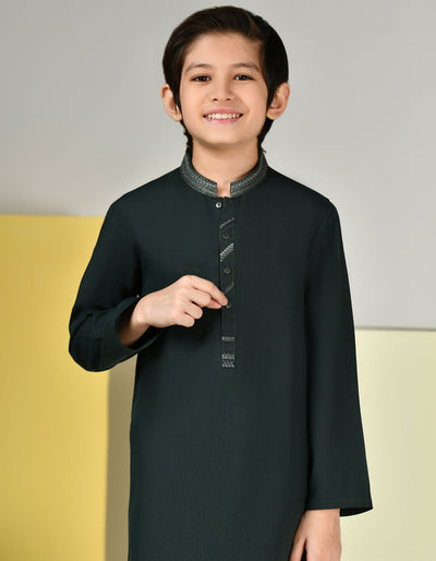 Blended Dark Green Kurta Trouser - J. Junaid Jamshed