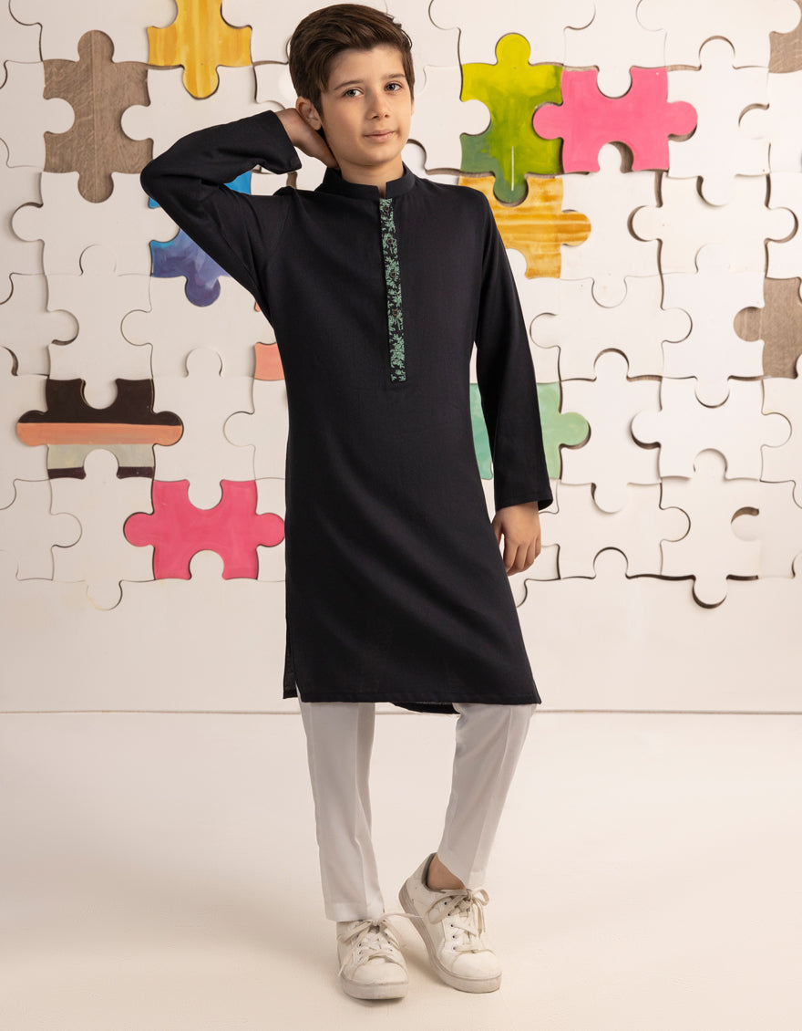 Cotton Black Kurta - J. Junaid Jamshed