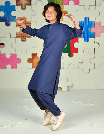 Blended Blue Shalwar Kameez - J. Junaid Jamshed