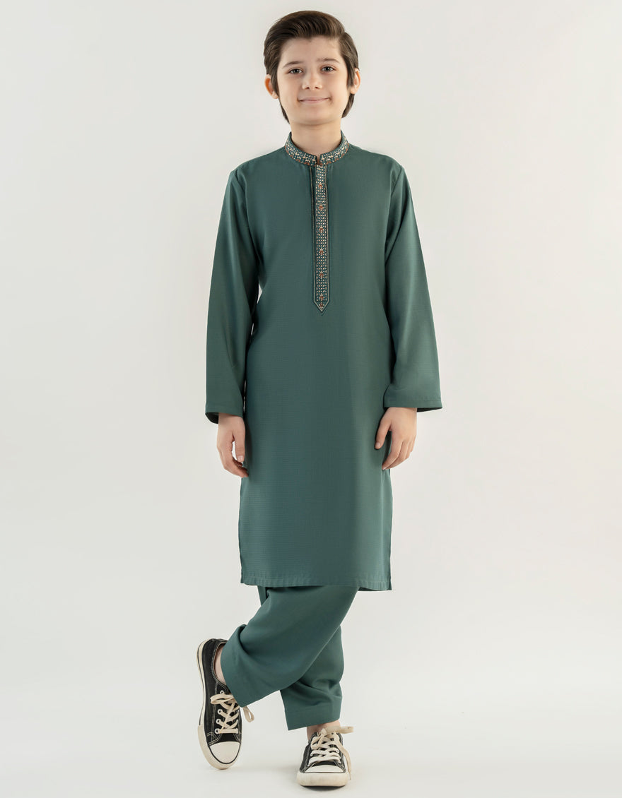 Blended Green Shalwar Kameez - J. Junaid Jamshed