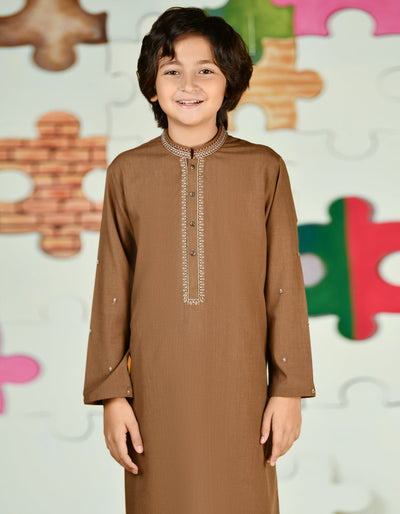 Blended Brown Shalwar Kameez - J. Junaid Jamshed