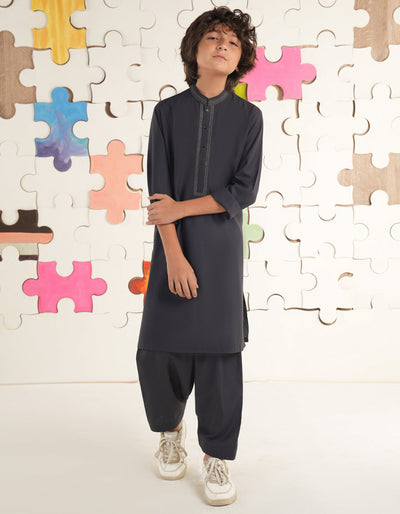 Blended Blue Shalwar Kameez - J. Junaid Jamshed