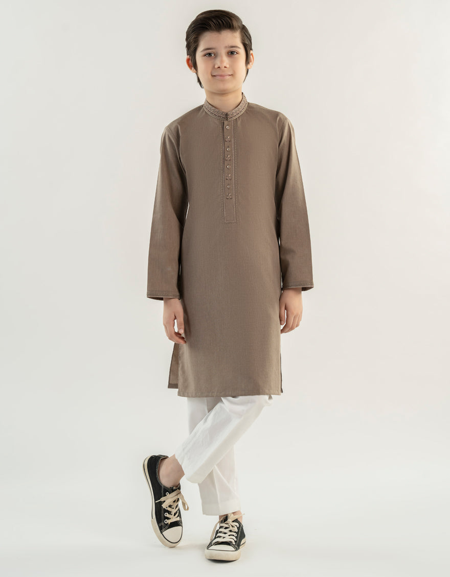 Blended Brown Kurta - J. Junaid Jamshed