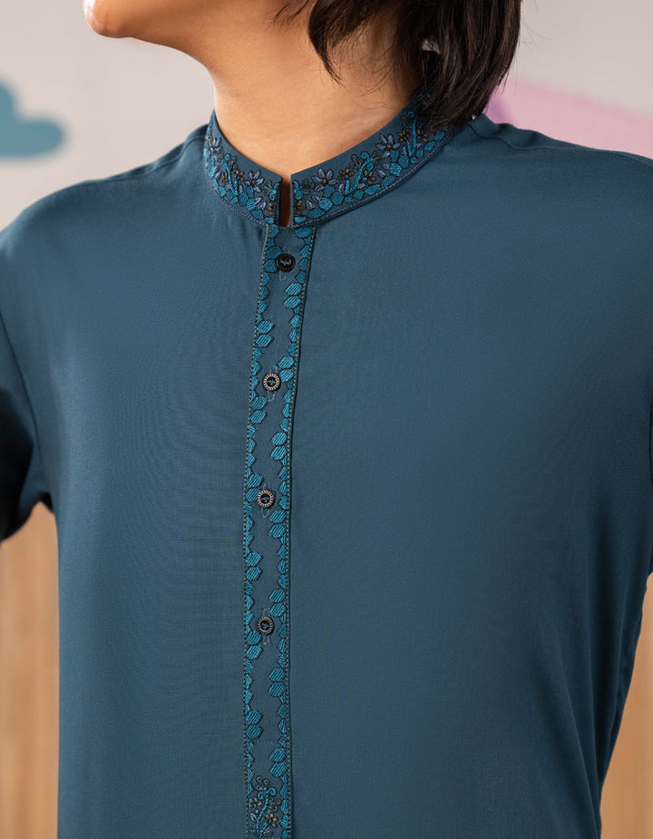 Blended Blue Kurta Trouser - J. Junaid Jamshed