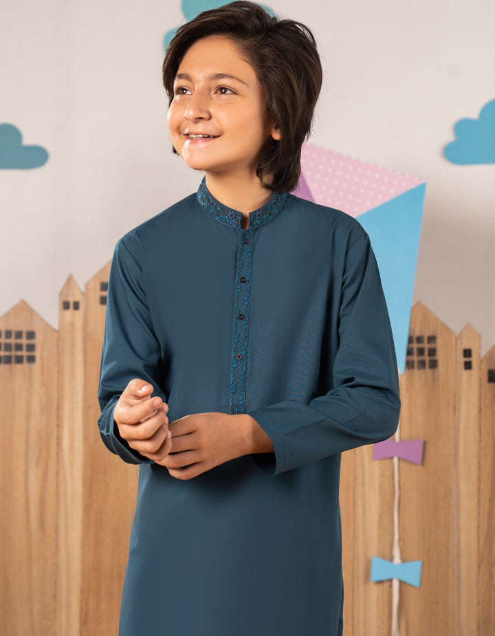 Blended Blue Kurta Trouser - J. Junaid Jamshed