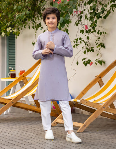 Cotton Light Purple Kurta - J. Junaid Jamshed