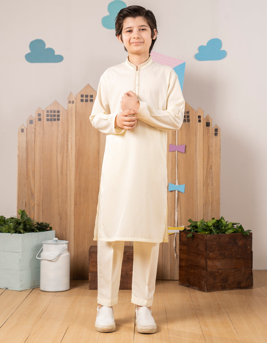 Blended Cream Kurta Trouser - J. Junaid Jamshed